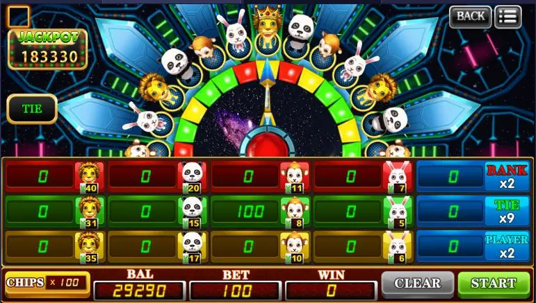 A 100 chip placed on the green monkey cell before pressing START