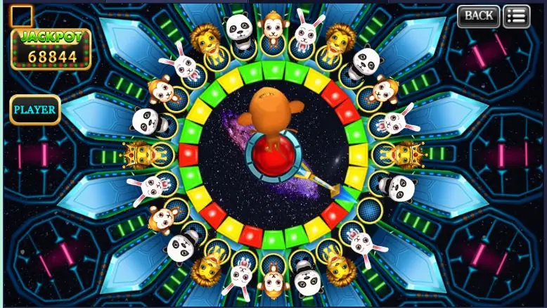 Forest Dance on XE88 with a ring of animal heads, a coloured ring and the arrow in the centre