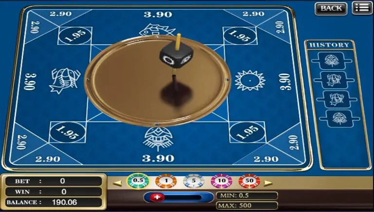 Belangkai table on XE88 with the spinning die on a brass plate and payout figures around it