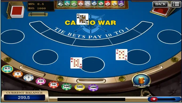 The dealer's queen beating the player's ten in Casino War