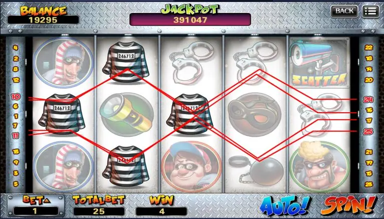 Several prison-shirt lines paying at once across the Takers reels