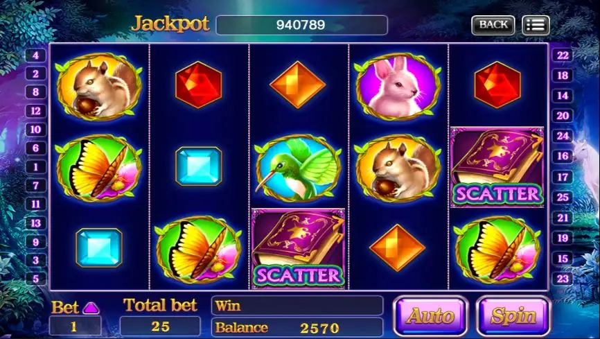 Two spellbook scatter symbols landing on reels three and five